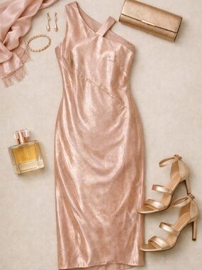 Banana Republic Rose Gold One-Shoulder Sheath Dress